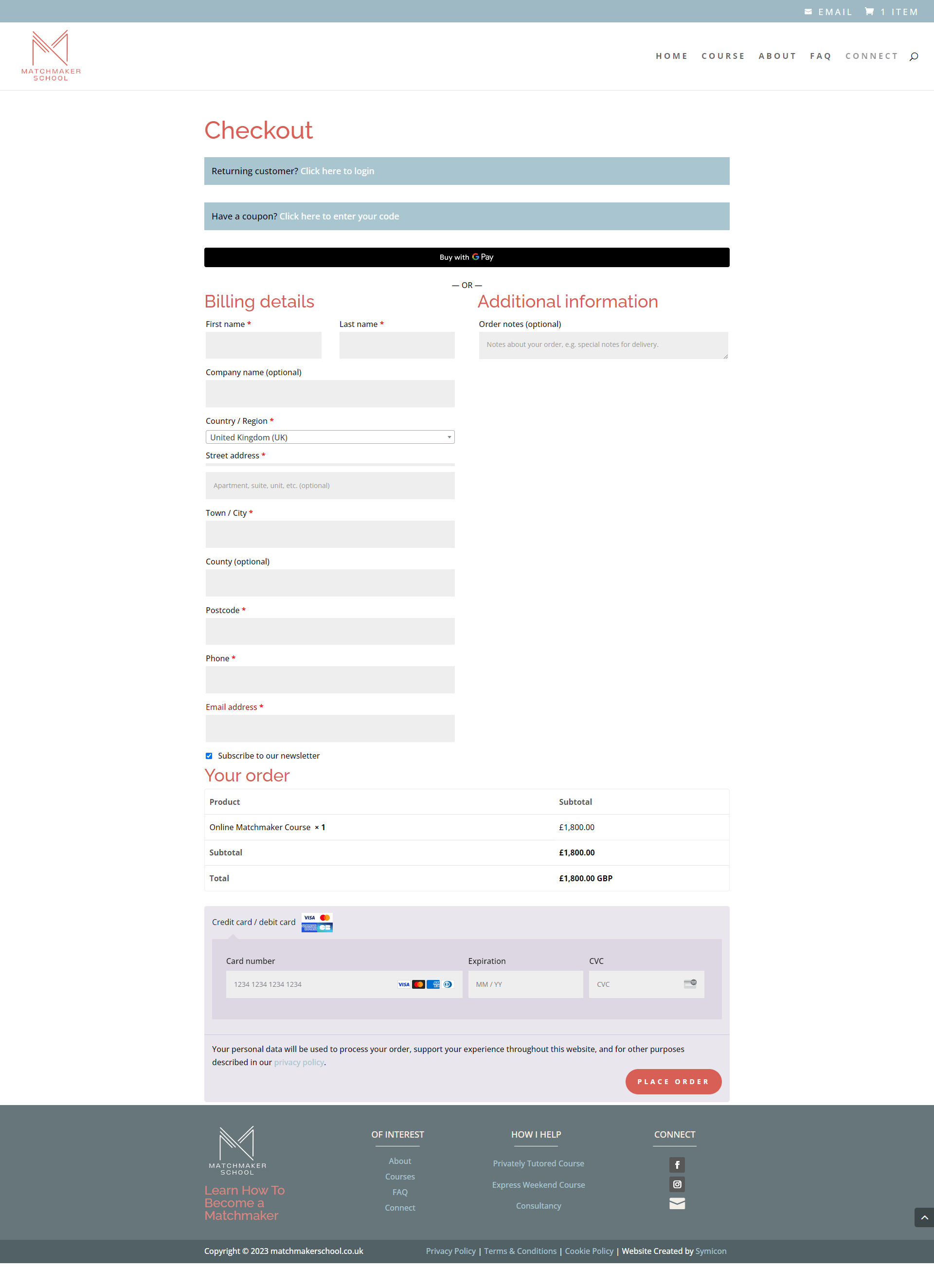 Matchmaker School Checkout
